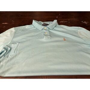 Ralph Lauren Polo Shirt Men's XL Pale Blue 100% Cotton Pony Rugby Short Sleeve